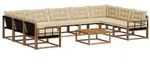 vidaXL Outdoor-Sofagarnitur mit Kissen 10 pcs Natur und Beige