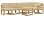 vidaXL Outdoor-Sofagarnitur mit Kissen 7 pcs Wei&szlig; und Beige Polyester