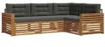 vidaXL Outdoor-Sofagarnitur mit Kissen 4 pcs Natur und Anthrazit