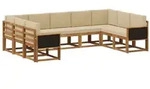 vidaXL Outdoor-Sofagarnitur 9 pcs Natur und Beige Massivholz Akazie