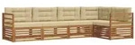vidaXL Outdoor-Sofagarnitur mit Kissen 5 pcs Natur und Beige