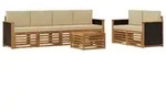 vidaXL Outdoor-Sofagarnitur 7 pcs Natur und Beige Massivholz Akazie