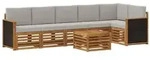 vidaXL Ecksofa Set mit Kissen 6 pcs Nat&uuml;rlich und Hellgrau
