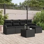 vidaXL 6-teiliges Garten-Sofa-Set mit Kissen Beige Poly-Rattan
