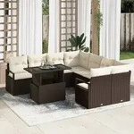 vidaXL 9-teiliges Garten Sofa Set mit Kissen Braun Poly Rattan