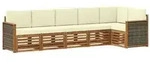 vidaXL Ecksofa Set mit Kissen 5 pcs Natur und Creme