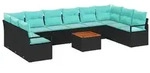 vidaXL Gartensofa-set mit Kissen 11 pcs Schwarz Poly-Rattan