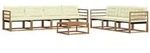 vidaXL Outdoor-Sofagarnitur mit Kissen 8 pcs Natur und Creme