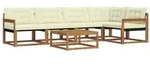 vidaXL Outdoor-Sofagarnitur mit Kissen 6 pcs Natur und Creme
