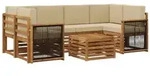 vidaXL Outdoor-Sofagarnitur 7 pcs Natur und Beige Massivholz Akazie
