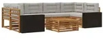 vidaXL Outdoor-Sofagarnitur 7 pcs Nat&uuml;rlich und Hellgrau Polyester