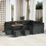 vidaXL 13-teiliges Garten Sofa Set mit Kissen schwarzes Poly-Rattan Akazie