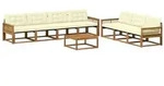 vidaXL Outdoor-Sofagarnitur mit Kissen 8 pcs Natur und Creme
