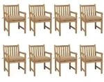 vidaXL Gartenst&uuml;hle 8 Stk. mit Beigen Kissen Massivholz Teak