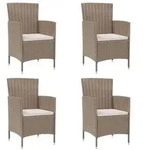 vidaXL Gartenst&uuml;hle mit Kissen 4 Stk. Poly Rattan Beige