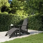 vidaXL Adirondack-Gartenstuhl mit Fu&szlig;teil HDPE Anthrazit