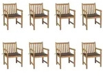 vidaXL Gartenst&uuml;hle 8 Stk. mit Taupe Kissen Massivholz Teak