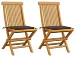 vidaXL Gartenst&uuml;hle mit Taupe Kissen 2 Stk. Massivholz Teak