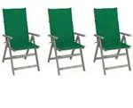 vidaXL Verstellbare Gartenst&uuml;hle 3 Stk. mit Auflagen Massivholz Akazie