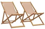 vidaXL Strandst&uuml;hle 2 Stk. Klappbar Taupe Stoff und Massivholz