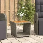 vidaXL Beistelltisch mit Holzplatte Grau Poly Rattan & Akazienholz