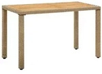 vidaXL Gartentisch Beige 123x60x74 cm Poly Rattan & Massivholz Akazie