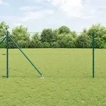 vidaXL Zaun-Set 2er Set Waldgr&uuml;n Pulverbeschichteter Stahl 25 x 1 m
