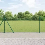 vidaXL Geschwei&szlig;ter Drahtzaun mit 13 Flanschpfosten Gr&uuml;n 1x25 m Stahl