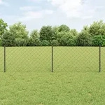 vidaXL Kettengliederzaun mit 22 U-Posten Grau 0,6x25 m Stahl