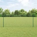 vidaXL Stacheldrahtzaunset Set aus 2 Gr&uuml;n Metall, Kunststoff 10 x 1 m