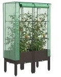 vidaXL Hochbeet mit Gew&auml;chshaus-Aufsatz Rattan-Optik 80x40x140 cm