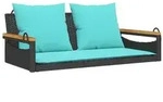 vidaXL H&auml;ngebank mit Kissen Schwarz 109x62x40 cm Poly Rattan