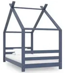 vidaXL Kinder-Bettgestell Grau Massivholz Kiefer 80x160 cm