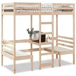 vidaXL Hochbett mit Schreibtisch & St&uuml;hlen 80x200 cm Massivholz Kiefer