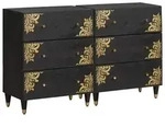 vidaXL Sideboard 2 pcs Schwarz 60 x 33 x 75 cm Massivholz Mango