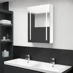 vidaXL LED-Spiegelschrank f&uuml;rs Bad Gl&auml;nzend Wei&szlig; 50x13x70 cm