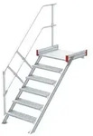 Euroline 511 Podesttreppe 45&deg; 1000mm Stufenbreite 6 Stufen Alu gerieft