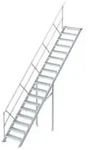 Euroline 510 Treppe 45&deg; 1000mm Stufenbreite 18 Stufen Alu gerieft