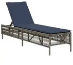 vidaXL Sonnenliege mit Kissen Grau Poly Rattan