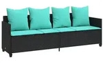 vidaXL Sonnenliege mit Kissen Schwarz Poly Rattan