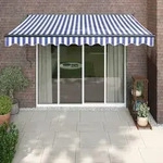 vidaXL Markise Einziehbar Blau und Wei&szlig; 3x2,5 m Stoff und Aluminium