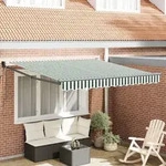 vidaXL Automatische Einziehbare Markise Gr&uuml;n und Wei&szlig; 300x250 cm