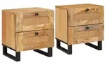 vidaXL Nachttisch 2 pcs Natur 40 x 33 x 46 cm Massivholz Mango