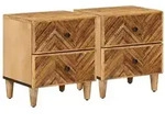 vidaXL Nachttisch 2 pcs Braun 40 x 33,5 x 46 cm Massivholz Mango