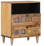 vidaXL Nachttisch Natur 50 x 33 x 62 cm Massivholz Mango