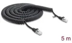 Delock RJ45 Spiralkabel Stecker zu Stecker Cat.5e 5 m schwarz