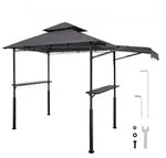 VEVOR Grillpavillon, 2430x1500x500mm, Grill&uuml;berdachung Au_engrill, 2-stufige