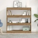 vidaXL B&uuml;cherregal/Raumteiler in handwerklicher Eiche - 100x30x103cm, aus