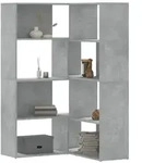 vidaXL Eck-B&uuml;cherregal 4 B&ouml;den Betongrau 85x85x140 cm Holzwerkstoff
