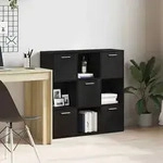 vidaXL B&uuml;cherschrank Schwarz Eichen-Optik 90x28x90 cm Holzwerkstoff